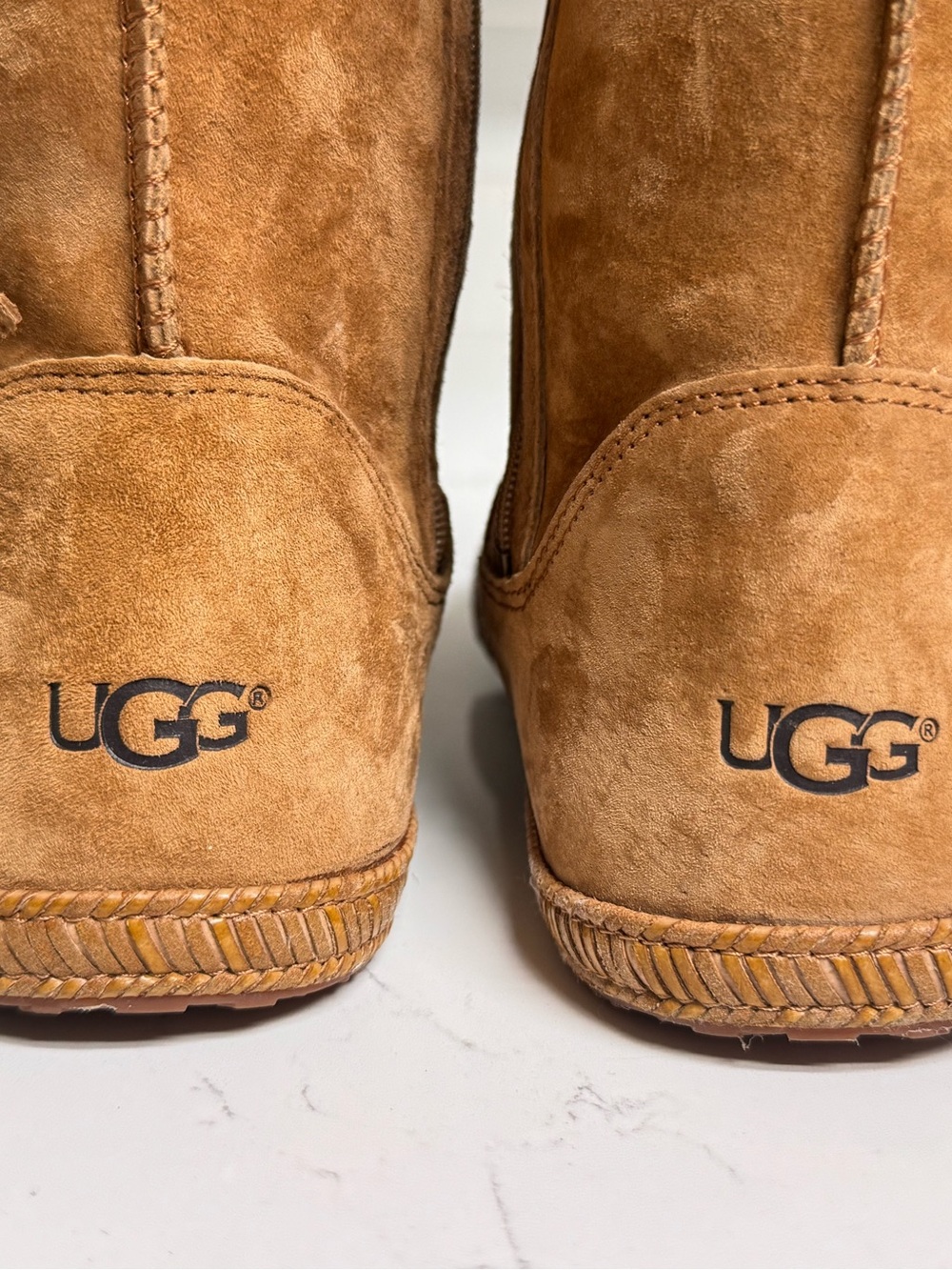UGG Boots Womens Fringe Mammoth Moccasin Tan Suede Boots - Size 9.5 - Picture 5 of 16